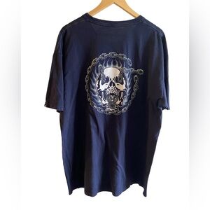Vans Men’s Skull Chains Goth Grunge Y2K Skateboarding Graphic Navy T-Shirt, XL